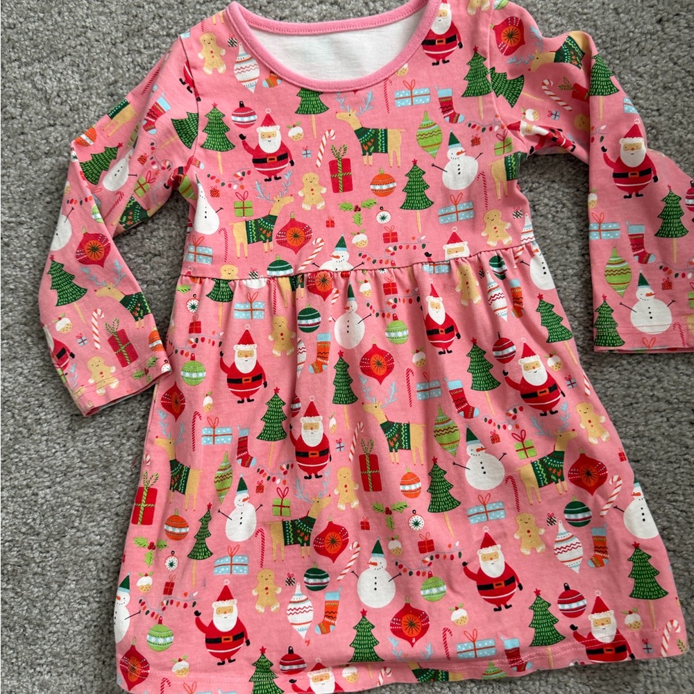 Girls Holiday Pink Long Sleeve Dress